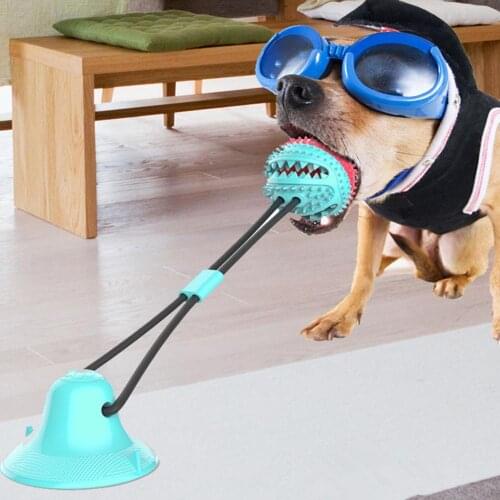 Multifunction Pet Molar Bite Dog Toys Rubber Chew Ball Cleaning Toothbrush Safe Elasticity TPR Soft Puppy Suction Cup Biting Toy
