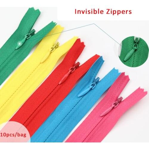 10pcs Invisible Zippers Nylon Coil Zipper Tailor 15cm 28cm 35cm 40cm 45cm 50cm 55cm 60cm For Handcraft Sewing Cloth Accessorie