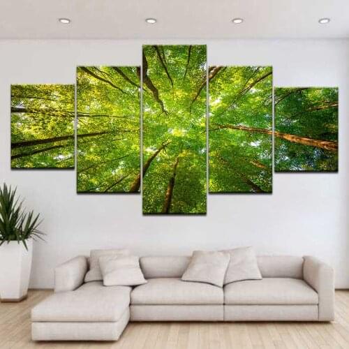5 Pieces diamond painting Green Sunshine Woods Trees Painting 5d diy handmade embroidery full round drill home decor gift EE2051