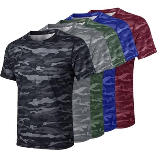 2020 New Summer Fashion Camouflage T-Shirt Men Sport Gym TShirt O-Neck Short Sleeve Fitness Training T Shirt Mens Workout Tops