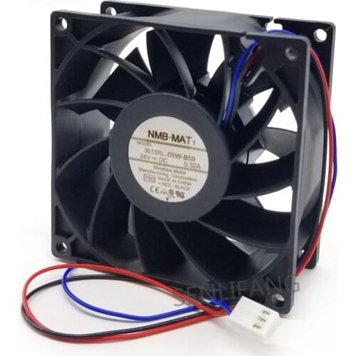 New For NMB 3615RL-05W-B59 DC 24V 0.32A 3-wire 90x90x38mm Server Cooler Fan