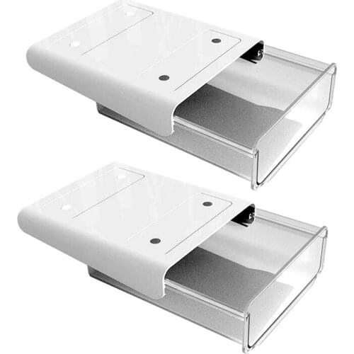 2 Pcs Under Desk Drawer Organizer,Self-Adhesive -Up Under Desk Storage Box,Under Table Drawer Tray Organizers
