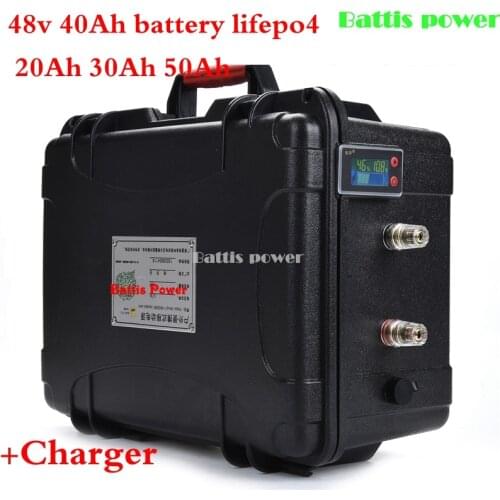 Portable Lifepo4 48V 20Ah 25Ah 30Ah 40Ah 50Ah lithium battery BMS built-in for ebike scooter motorcyclesolar energy+5A charger