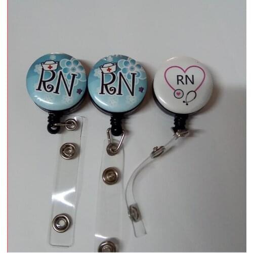 RN Retractable ID Badge Holder Metal Clip 10pcs/lot