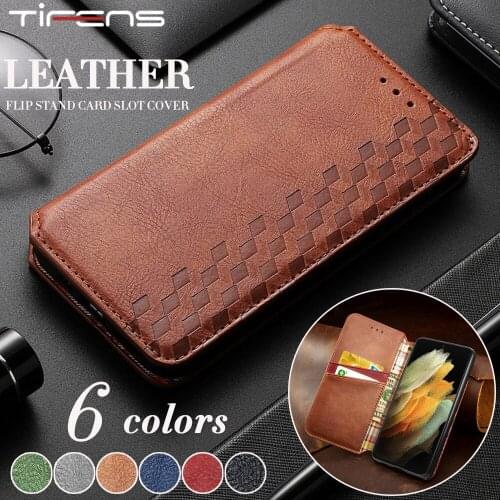 Luxury Skin Leather Case For Samsung Galaxy S21 S20 FE S10 E S9 S8 Note 20 10 9 8 Plus Ultra A81 A91 Magnetic Stand Phone Cover