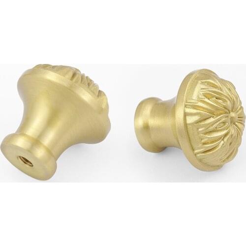 1Pc Diy Handmade Furniture Knob Solid Brass Cabinet Door Wardrobe Handle Golden Round Retro Furniture Drawer Pulls