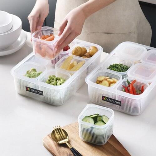 Grid Refrigerator Food Storage Box Plastic Kitchen Transparent Food Storage Box Stall Ice Powder Ingredient Storage Box
