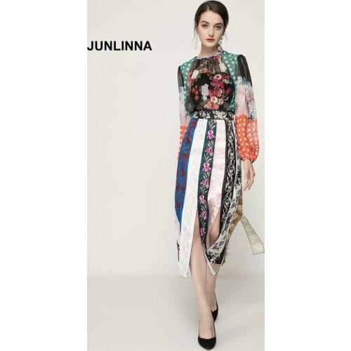 Silk Blending Two Piece Dress Fashion New Printing Shirt and Skirt Wear Set Spring and Summer Split Sexy Two Piece Sets