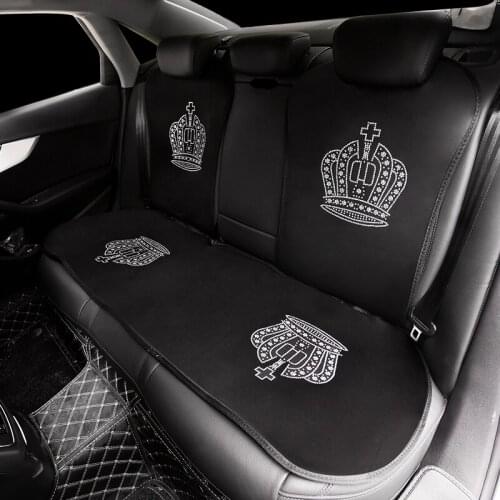 Bling Crown Universal Cars Seat Covers Auto Accessories for Women Cushion Car Interior Summer Ice Silk