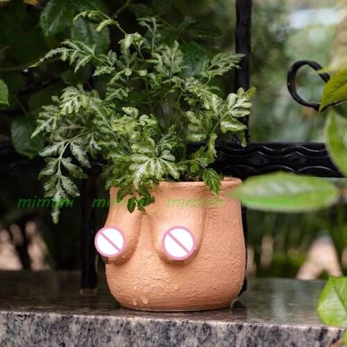 Concrete Flowerpot Silicone Mold Chest Shape Imitation Clay Design Creative Characteristic Decoration Diy Tit Pot Mould