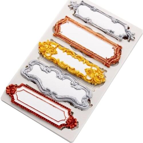 Retro Frame Silicone Mold Fondant Mold Relief Sugarcraft Lace Silicone Mould Cake Decorating Tools Candy Clay Chocolate Mould