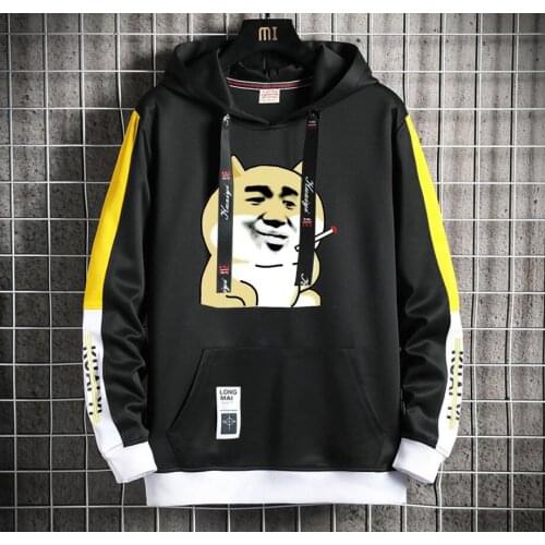 Doges Cute Anime Hoodie teenagers Popular Harajuku Hoodeds Pullover Streetwear Casual Fake Two-Piece jacket men coat