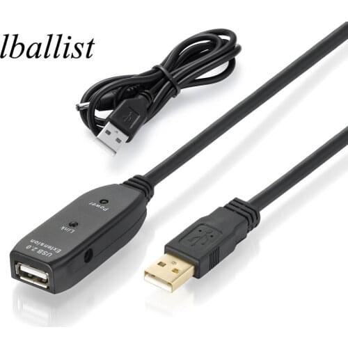 Lballist USB 2.0 Extension Cable Male to Female Active Repeater Built-in IC Chipset Foil Braided Shielded with DC 5V Ports