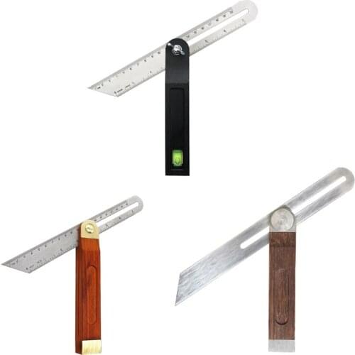 Angle Rulers Gauges Tri Square Sliding T-Bevel Wooden Handle Level MeasuringTool