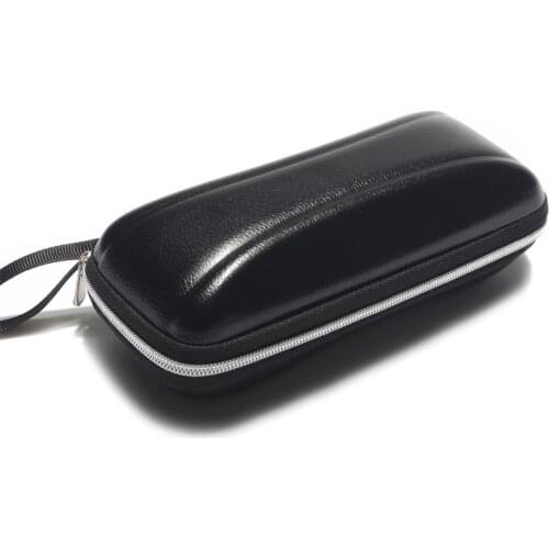WHO CUTIE 2020 Black PU Glasses Case for Women Men Sunglasses Zipper Box Sets Hold Big Size Customized Logo Printing Wholesale