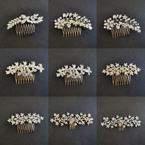 SLBRIDAL Luxury Trendy Charm Sparkling Fashion Cubic Zirconia Bridal Hair Comb Wedding Women Girls CZ Jewelry Hair Accessories