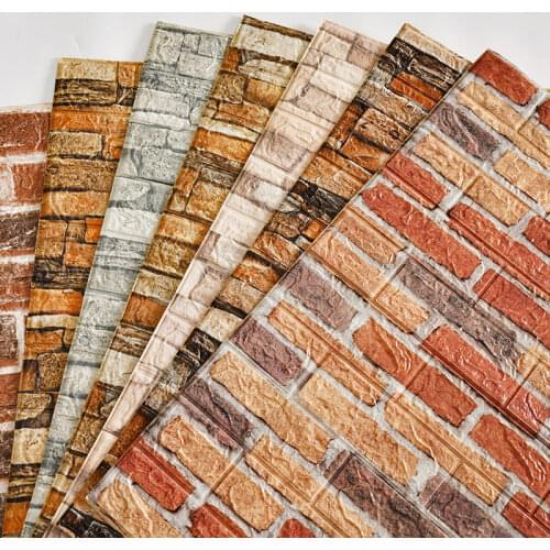 1/5/10pcs 3D Stereo Retro Cultural Brick Wall Sticker Shop Wall Renovation Waterproof Foam Brick Sticker Self-adhesive Wallpaper