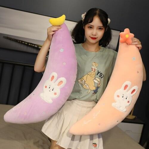 1pc 70CM Cartoon Stuffed Soft Moon Plush Toys Cute Sky Moon with Rabbit Pillow kawaii Sleeping Cushion for Girls Pregnant Woman