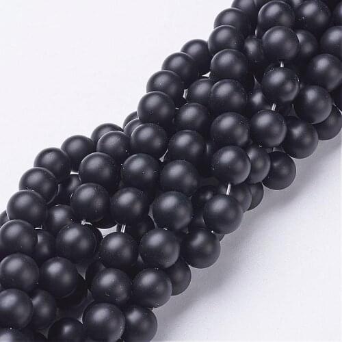 10Strands 8mm Natural Black Beads Strands Grade A Round Dyed & Heated Beads, Hole: 1mm; about 48pcs/strand, 15.5"