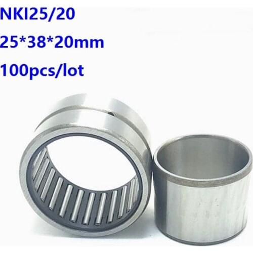 100pcs/lot NKI25/20 25*38*20mm NKI2520 Heavy duty needle roller bearing Entity needle bearing with inner ring 25×38×20mm