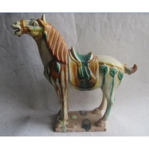 11.82 inch/ Elaborate Chinese antique Tang sancai ceramic collection horse statue No.5