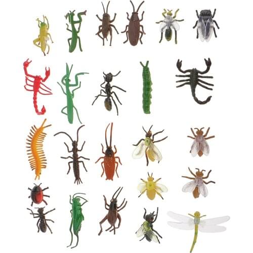 24 pcs Assorted Plastic Multicolor Insect Animal Model Figures Kids Funny Early Educational Toys Gift