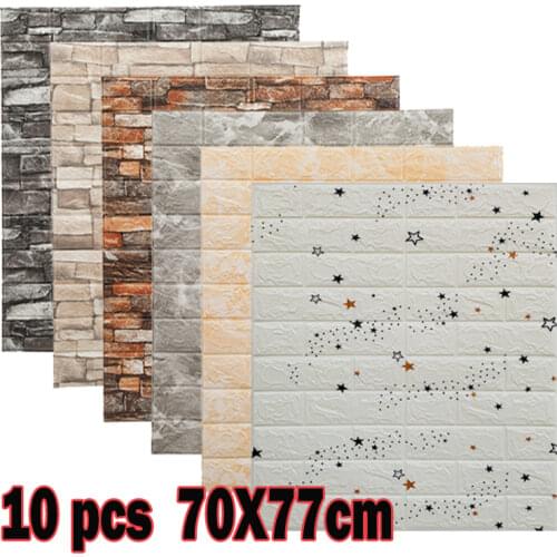 3D Wall Stickers Self-adhesive Brick Panels Living Room Decoration Bedroom Decor Waterproof Wallpaper Kitchen TV Backdrop Home