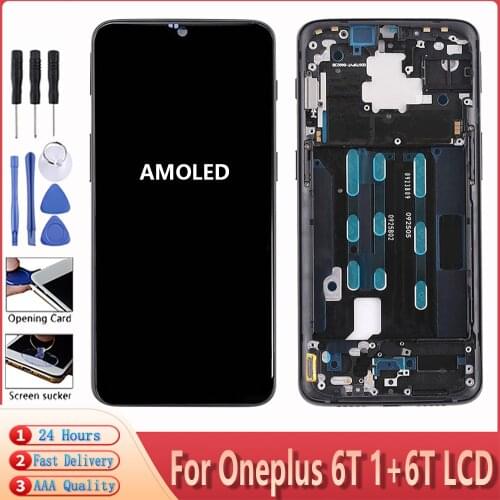 6.41" Original Screen For OnePlus 6T AMOLED LCD Display Touch Screen Digitizer Assembly Replacement Display For One Plus 6T LCD