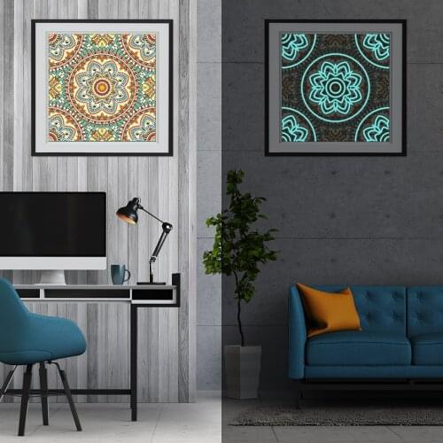 Mandala Flower DIY Diamond Painting 5D Luminous Night Light Crystal Diamond Mosaic Embroidery Cross-Stitch Home Decoration Gift