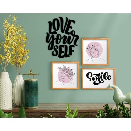 BK Home Decorative 3'lü Retro Wooden Table and Concept Wall Dekoru-10