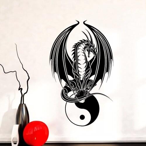 Dragon Yin Yang Wall Decals Yoga Studio Artitic Decor Religous Vinyl Wall Stickers Home Decoration For Bedroom Headboard Y865
