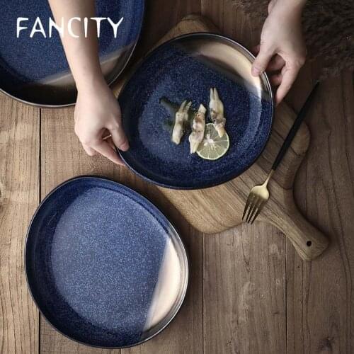 FANCITY Japanese creative ceramic tableware seafood sashimi plate dinner plate vegetable plate salad plate western pasta plate c