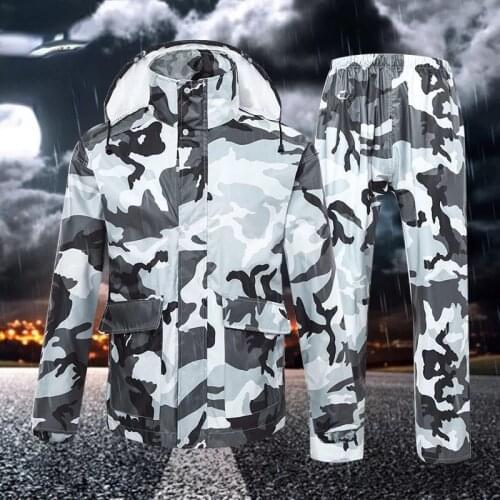 Camouflage Adult Raincoat Waterproof Outdoor Pants Cycling Motorcycle Rain Coat Transparent Poncho Set Regenjacke Rain Gear DK50