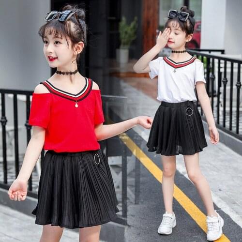 2019 Toddler Clothing Set 2-11Y Fashion Kids Girls 2Pcs Clothing Set Child Striped Top Blouse Short Skirts