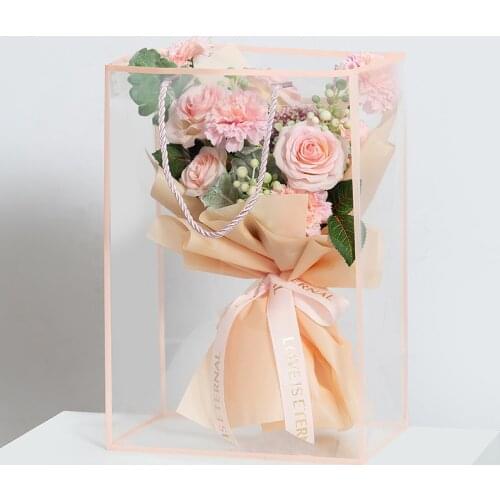Flower Box Gift Box Packaging Bags Florist Flowers Wrapping Bag With Handle Party Favor Baby Shower Wedding Supplies Waterproof