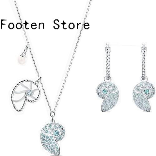 SWA Fashion Fine Jewelry New Conch Set Fresh Ocean Conch Decorated Crystal Element Necklace Set To Send Girlfriend Romantic Gift