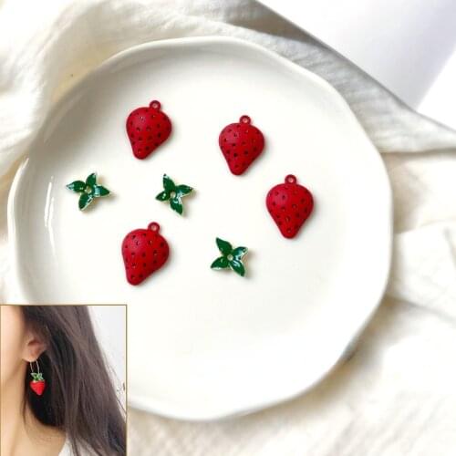 Mori Girl Net Red Small Fresh Fruit Strawberry Pendant DIY Earring Material Jewelry Headwear