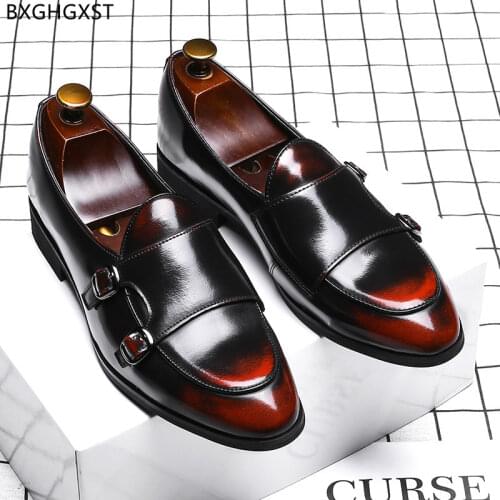 Mens Loafers Shoes Luxury Double Monk Strap Men Dress Shoes Patent Leather Designer Shoes Men High Quality Office 2021 Business