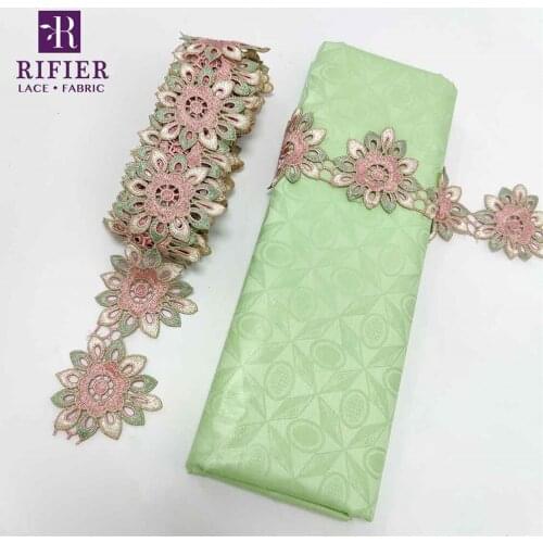 Mint Green 100% Egypt Cotton Bazin Riche Lace With Guipure Ribbon For Crafts For Sewing African Wedding Dress Dry Lace Fabrics