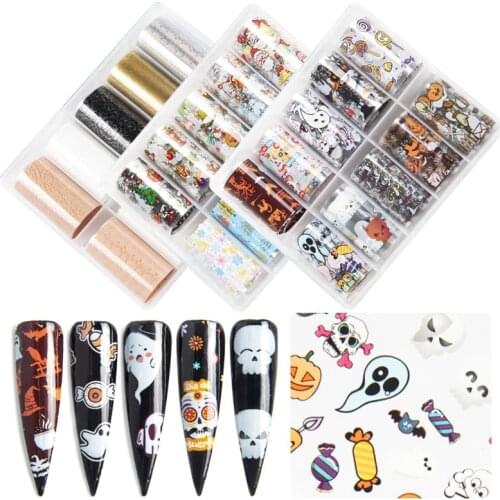 Nail Sticker Jewelry Halloween Christmas Nail Stickers Laser Cartoon Snowflake Skeleton Star Transfer Paper Snow Flake Nail Art