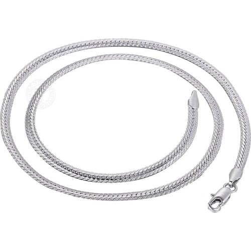 Davieslee Fashion 3mm Thin Mens Womens Chain Unisex Close Double Hammered Curb Link White Gold Filled GF Necklace Jewelry DGN401