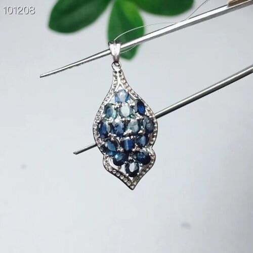 Natural And Real real Sapphire necklace pendant 925 sterling silver For men or women
