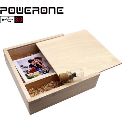 POWERONE USB 3.0 high speed 205*205*60mm Photo Album Wooden USB+Box usb flash drive Pendrive 4GB 16GB 32GB 64GB free custom logo