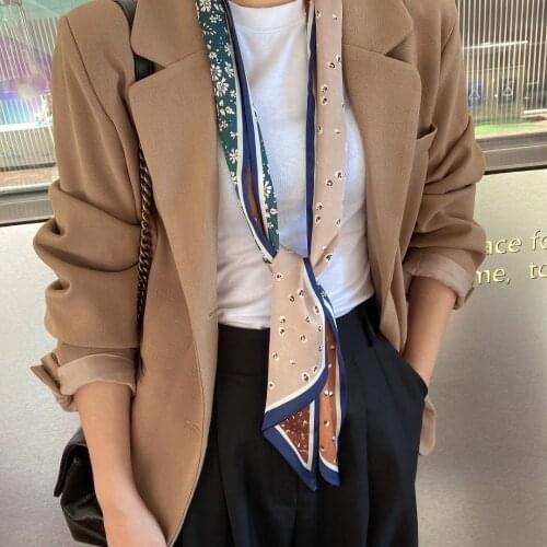 Hair Scarf Tie Animal Print Luxury Satin Small/Square/silk/Neck/Ring/Scarf Winter Head Scarf For Wome Neckerchief Fashion 2021