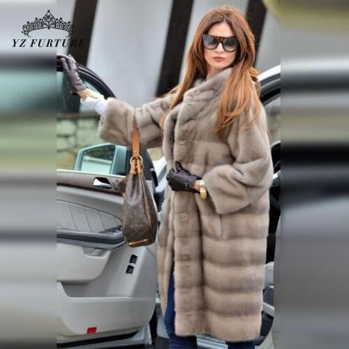 2021 Full Pelt Real Mink Fur Coat Long Natural Whole Skin Women Mink Fur Jacket Genuine Women Outerwear Winter Fashion Overdress