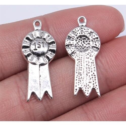 WYSIWYG 10pcs 26x10mm Champion Charms Champion First Ribbon Charm Ribbon Charm Vintage DIY Accessories For Jewelry Making