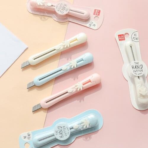 Yisuremia Macaron Color Kawaii Mini Pocket Art Utility Knife Express Box Paper Cutter Craft Wrapping Shool Office Stationery
