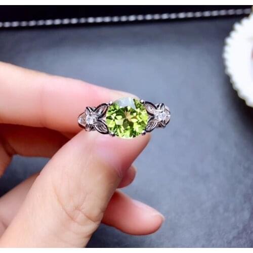 Fashion Elegant Butterfly scissors Natural green peridot ring S925 silver natural olivine ring girl women party gift jewelry