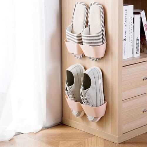 1pcs Wall Mounted Shoe Rack Foldable Shoes Hanger Slippers Drain Storage Rack Shelf Shoes Hanging Holder Bathroom Organizer