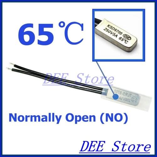 10Pcs/lot 65C Degree Celsius / 149F NO Normal Open Thermal Protector Sensor Thermostat temperature control fuse switch 250V 5A